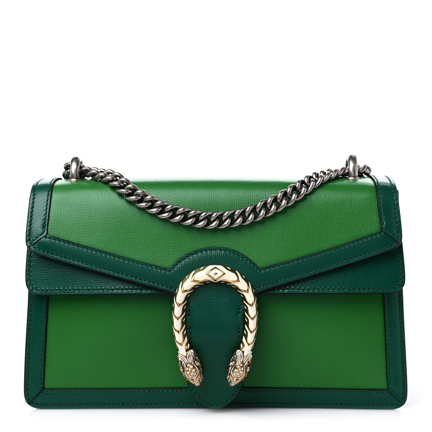 Azalea Calfskin Enamel Small Dionysus Shoulder Bag New Shamarock Emerald Off White