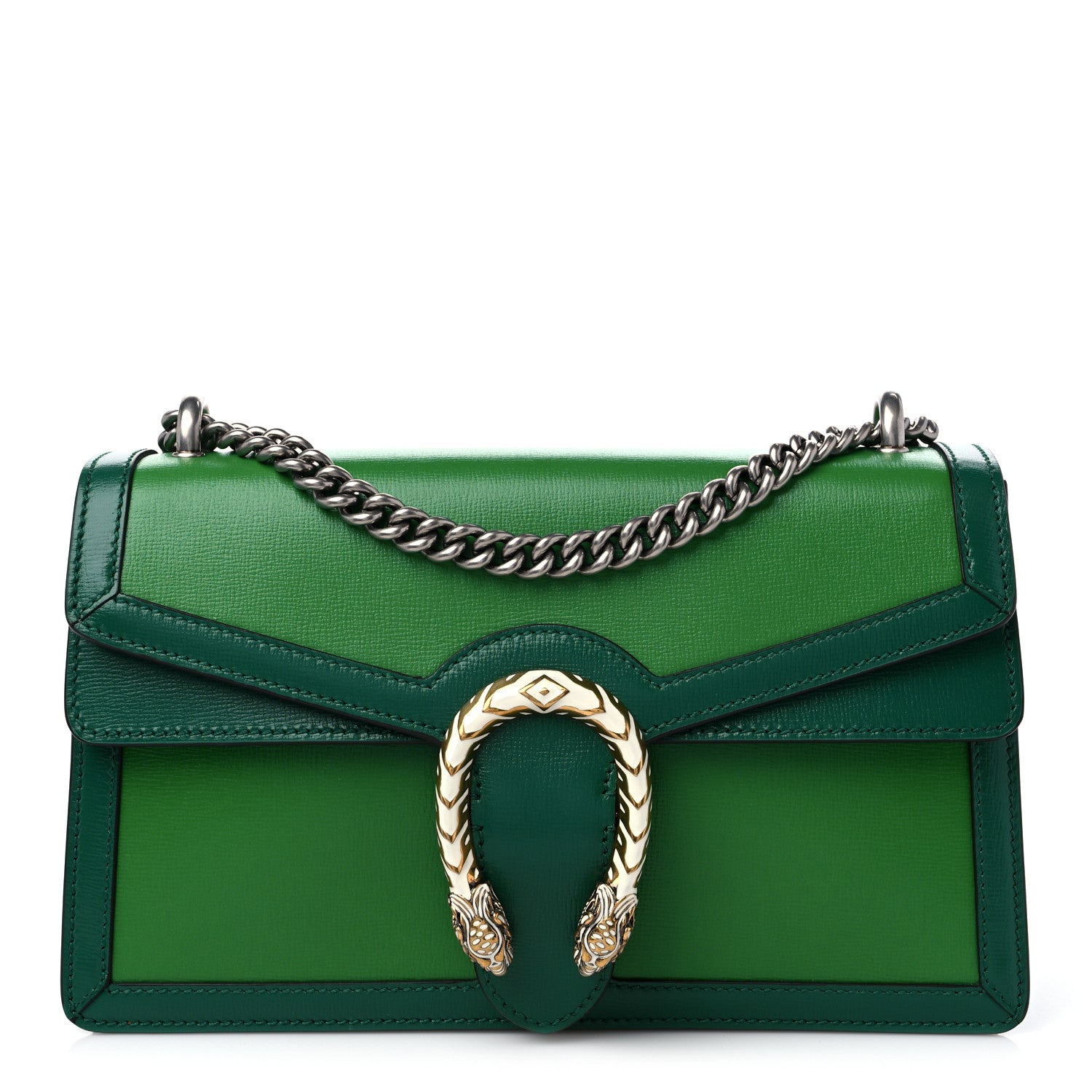 Gucci Azalea Calfskin Enamel Small Dionysus Shoulder Bag New Shamarock Emerald Off White 1 of 10