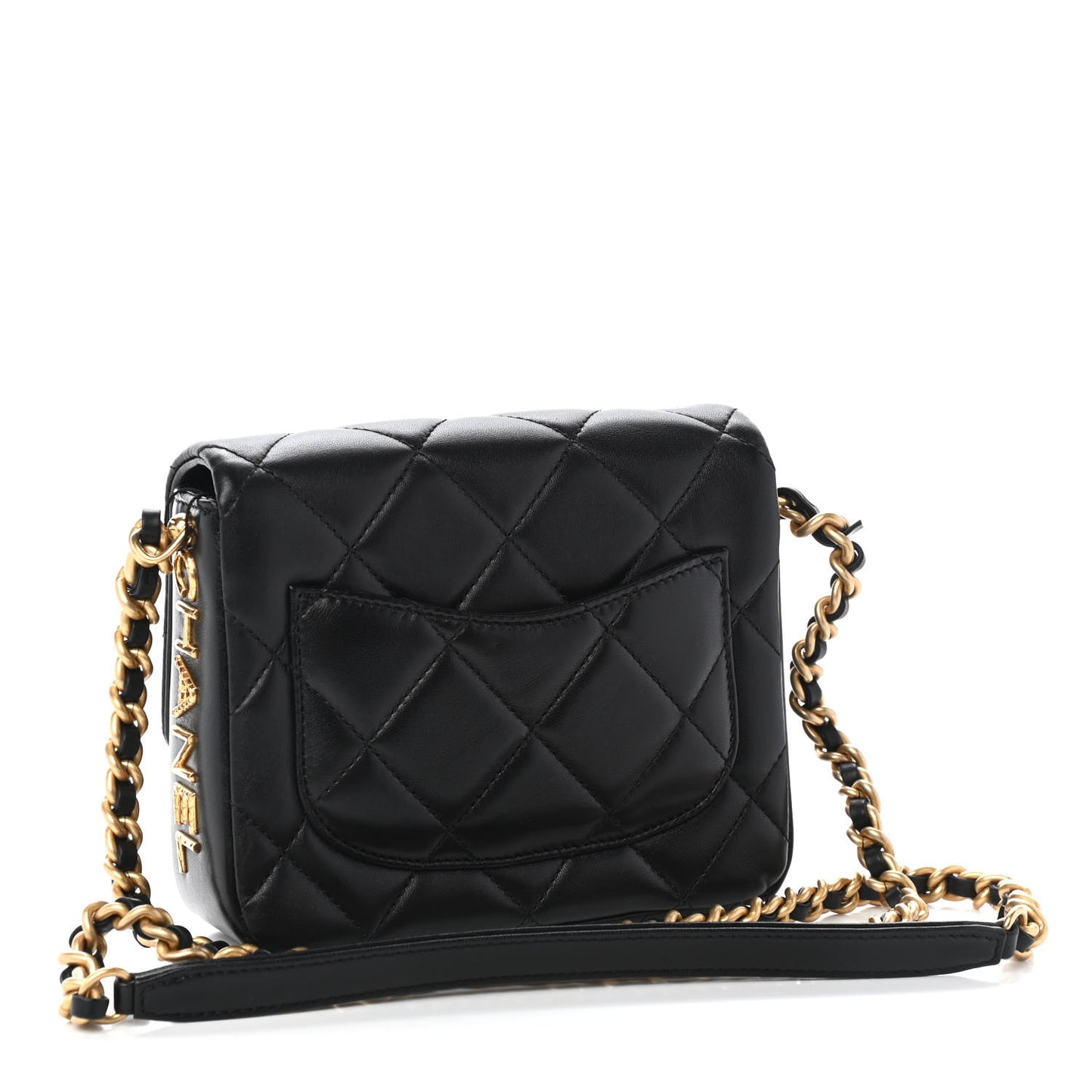 Lambskin Quilted Mini Side Note Flap Black