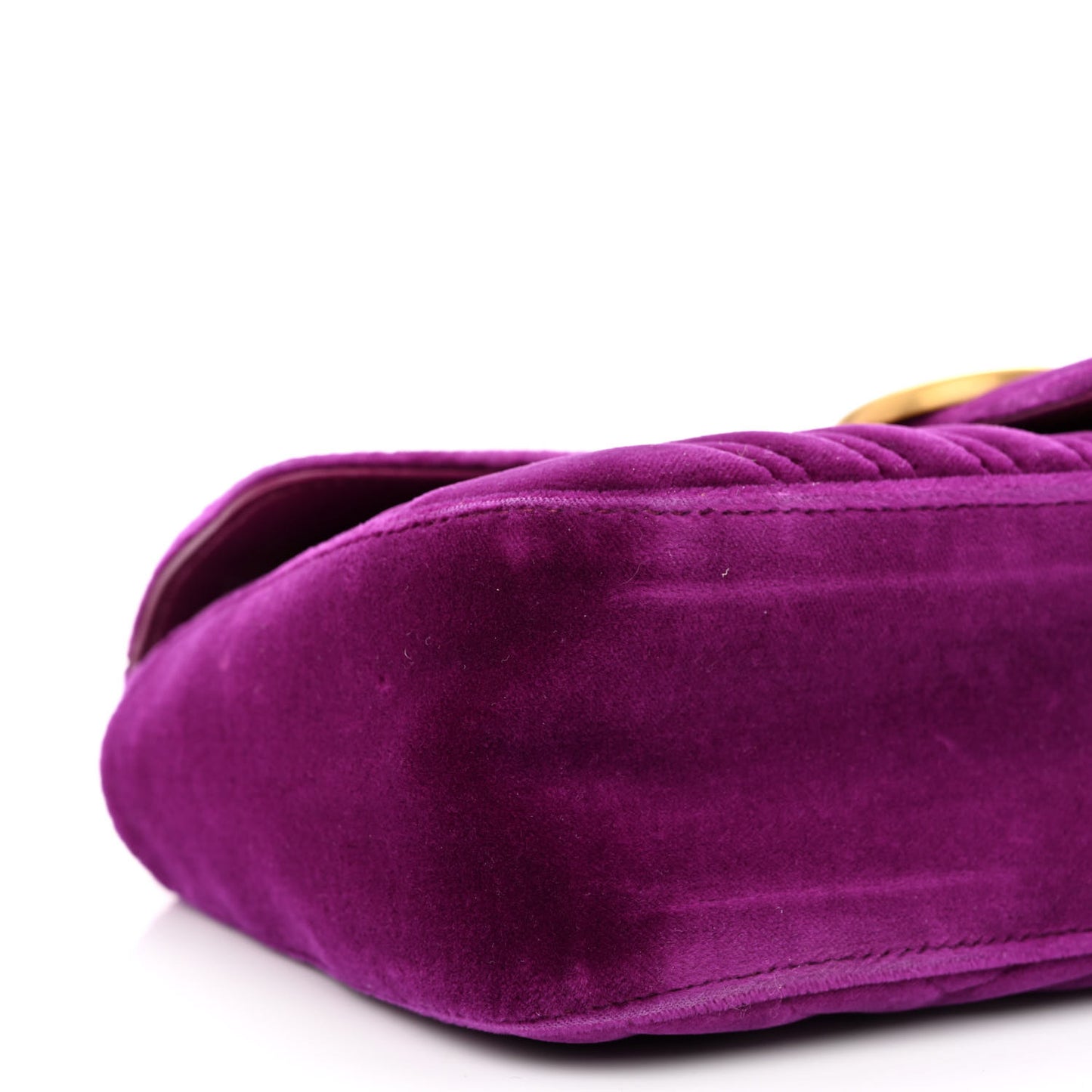 Velvet Matelasse Small GG Marmont Shoulder Bag Fuchsia Violet Cyclamen