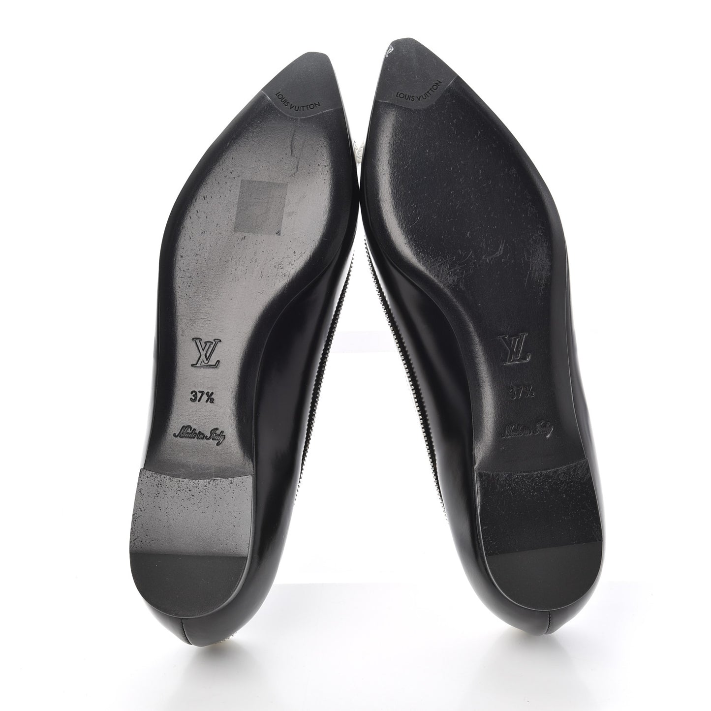 Patent Calfskin Zipper Ballerina Flats 37.5 Black White