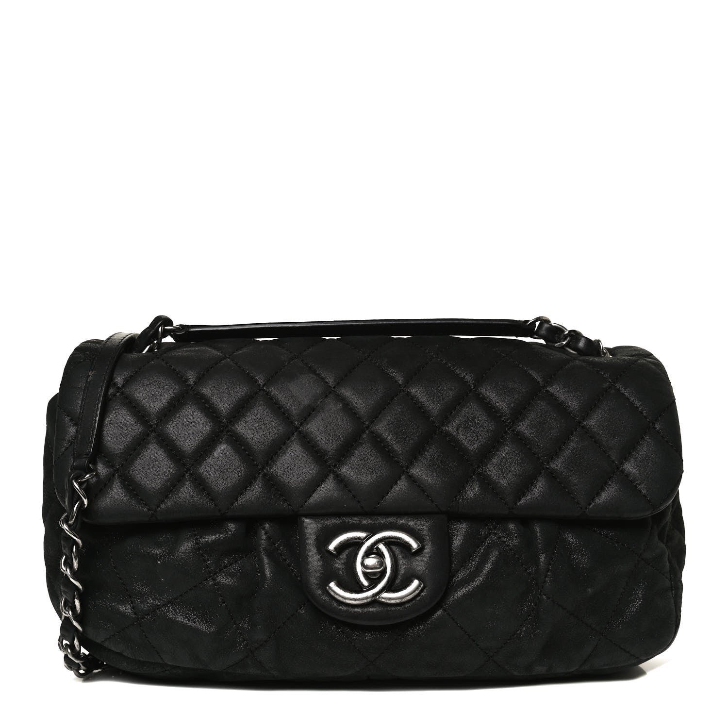 Chanel Iridescent Calfskin Quilted East West Flap Black 1 of 13