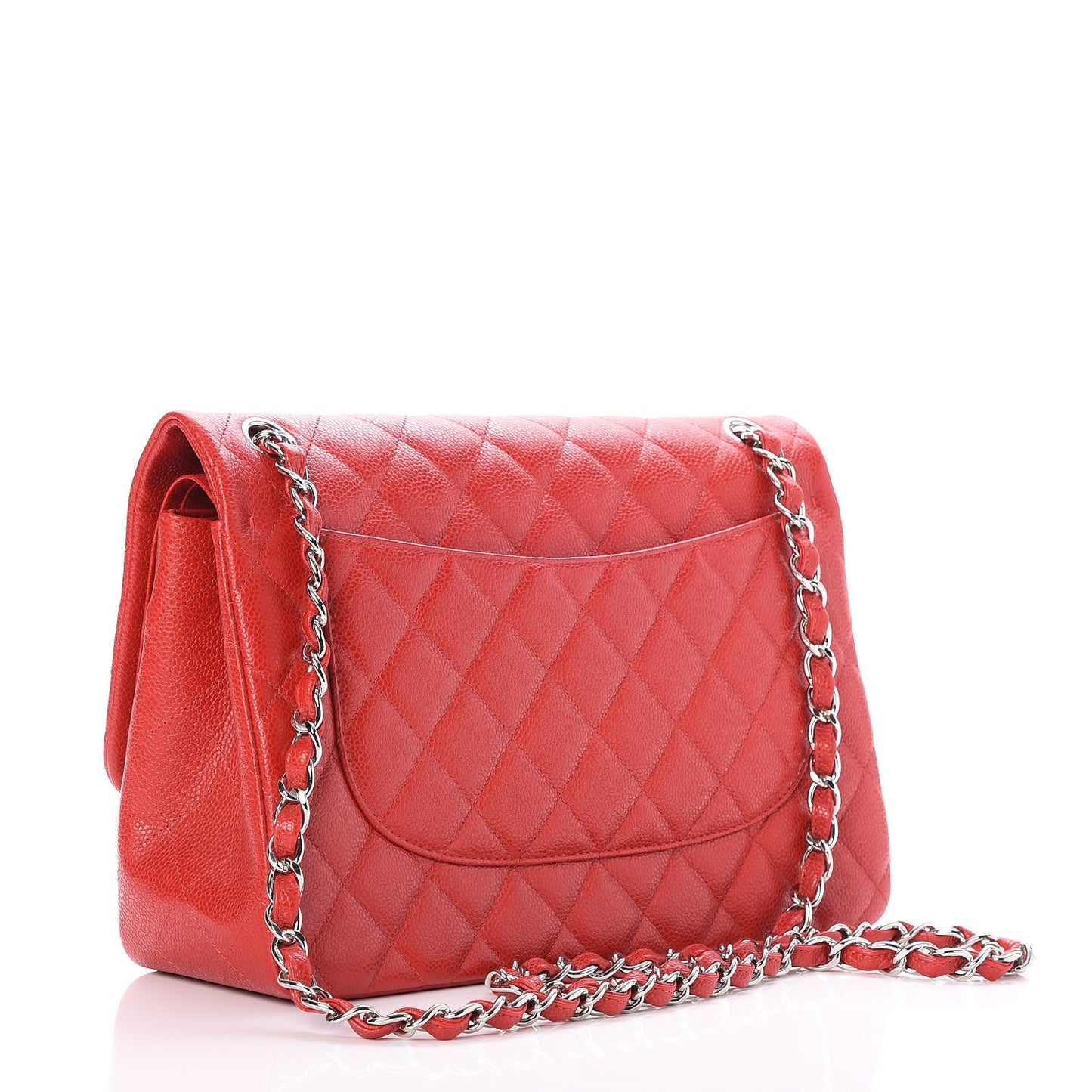 Caviar Quilted Jumbo Double Flap Red