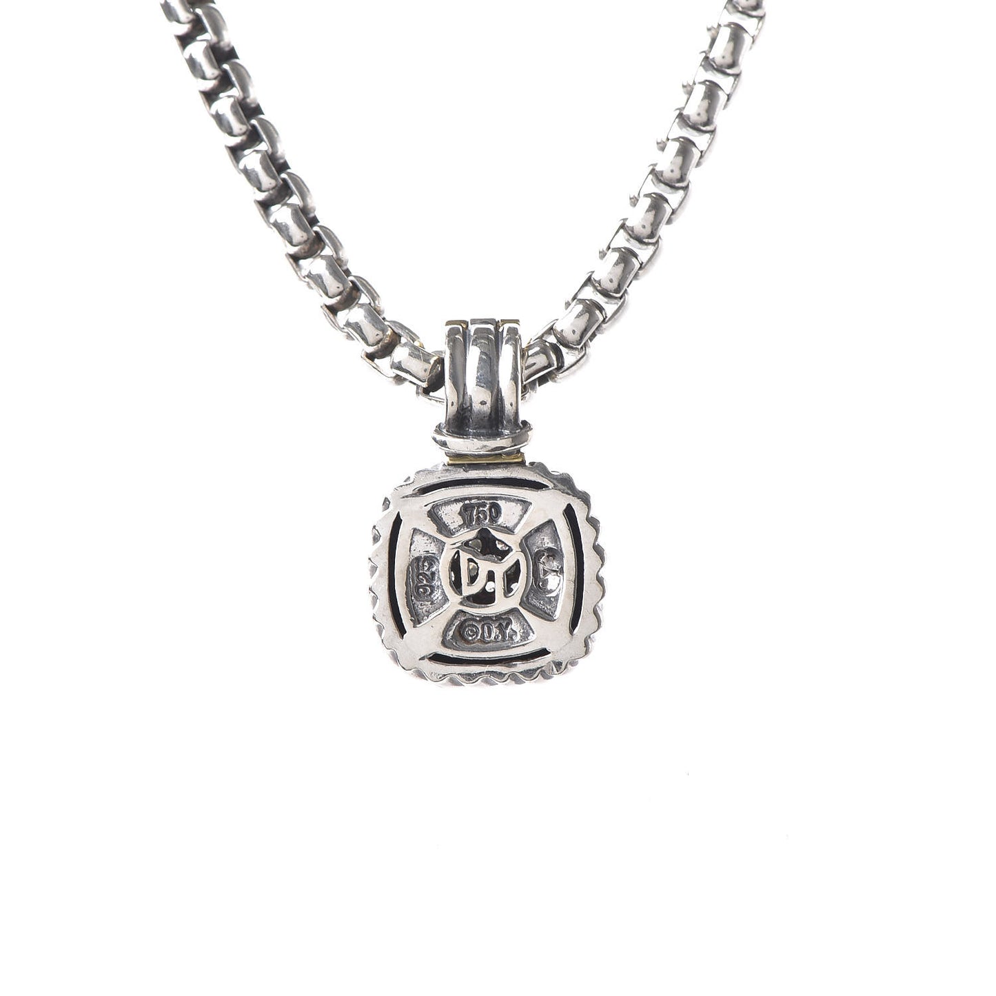 Sterling Silver 18K Yellow Gold Diamond 7mm Albion Pendant Necklace