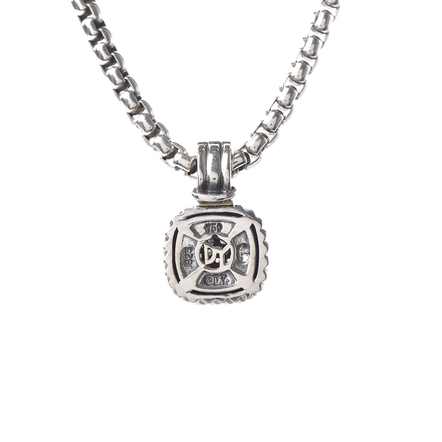 David Yurman Sterling Silver 18K Yellow Gold Diamond 7mm Albion Pendant Necklace 6 of 6