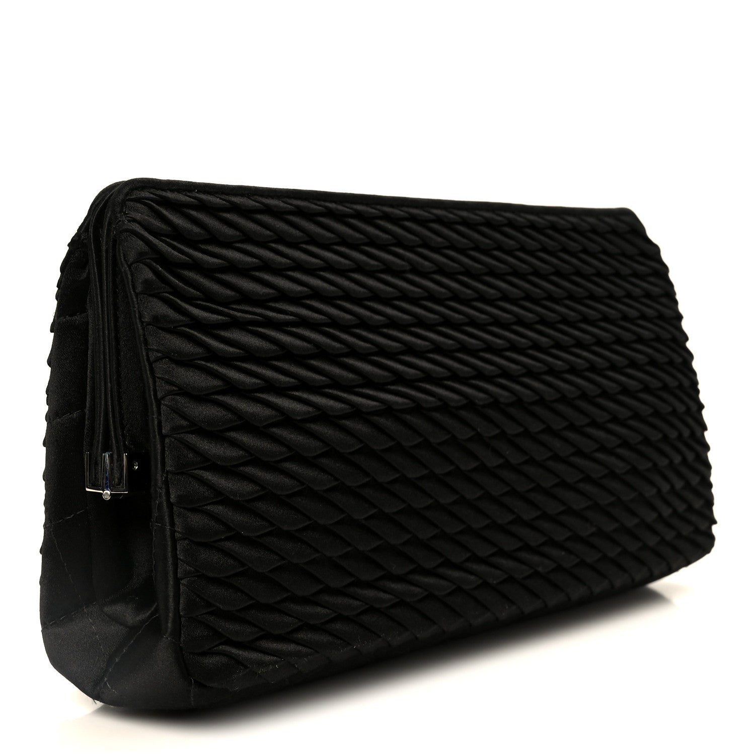 Chanel Satin Crystal Woven Clutch Black 3 of 11