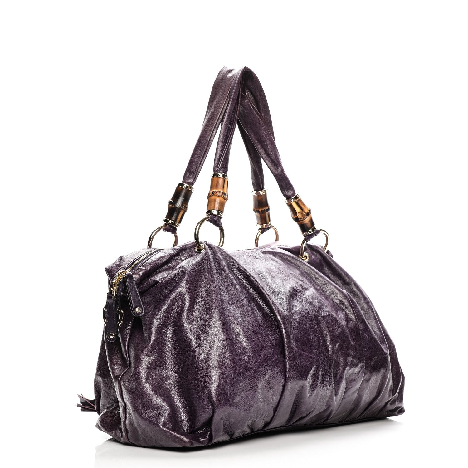 Gucci Calfskin Bamboo Beads Top Handle Bag Purple 3 of 10