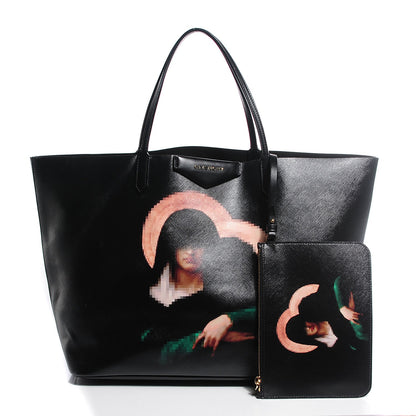 Givenchy Textured Coated Canvas Pixel Madonna Print Large Antigona Tote Black 8 of 8