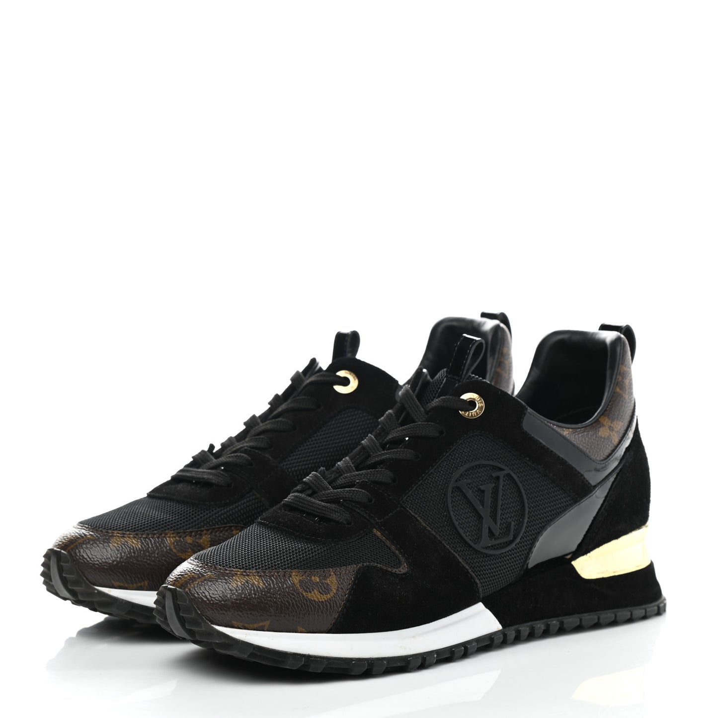 Suede Monogram Run Away Sneakers 40 Black