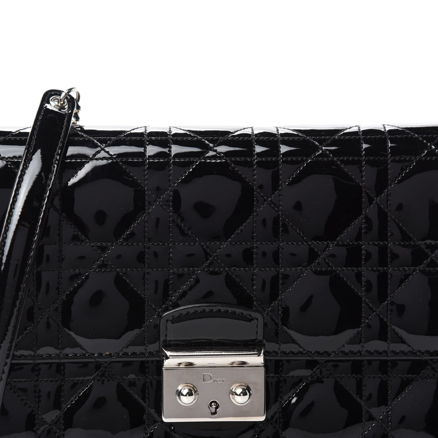 Patent Cannage Miss Dior Promenade Pouch Black