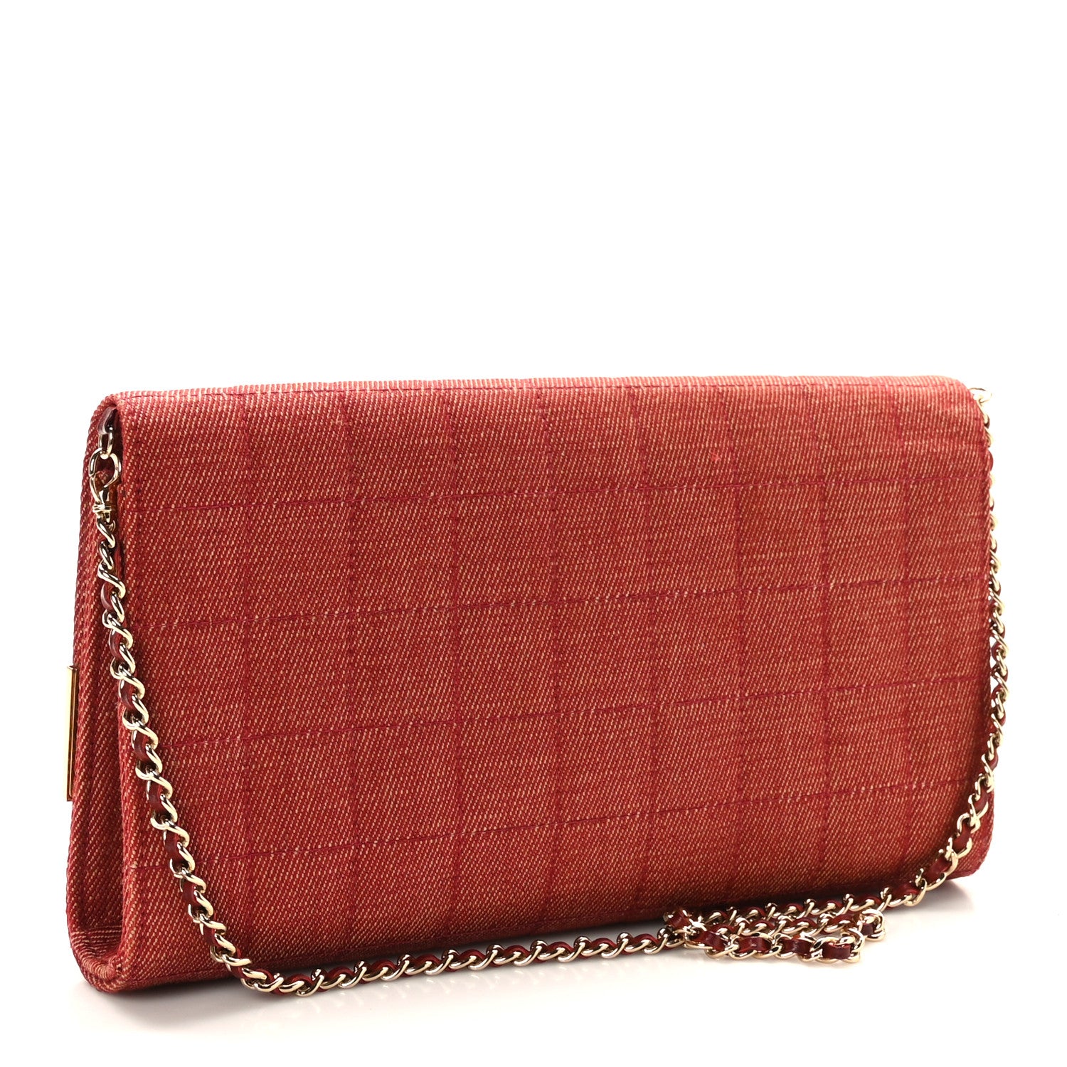 Chanel Denim Chocolate Bar Flap Red 3 of 9