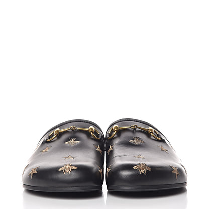 Gucci Calfskin Bee Star Embroidered Mens Horsebit River Slippers 11 Black 2 of 8