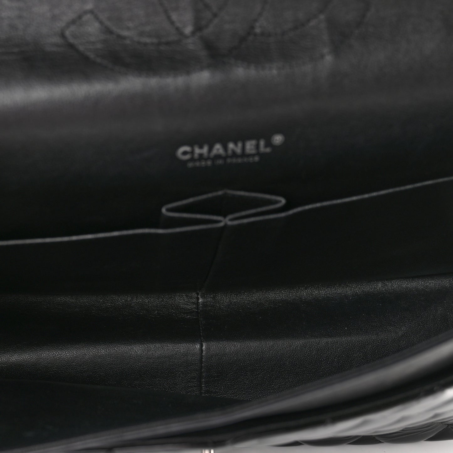 Patent Quilted Maxi Double Flap Black