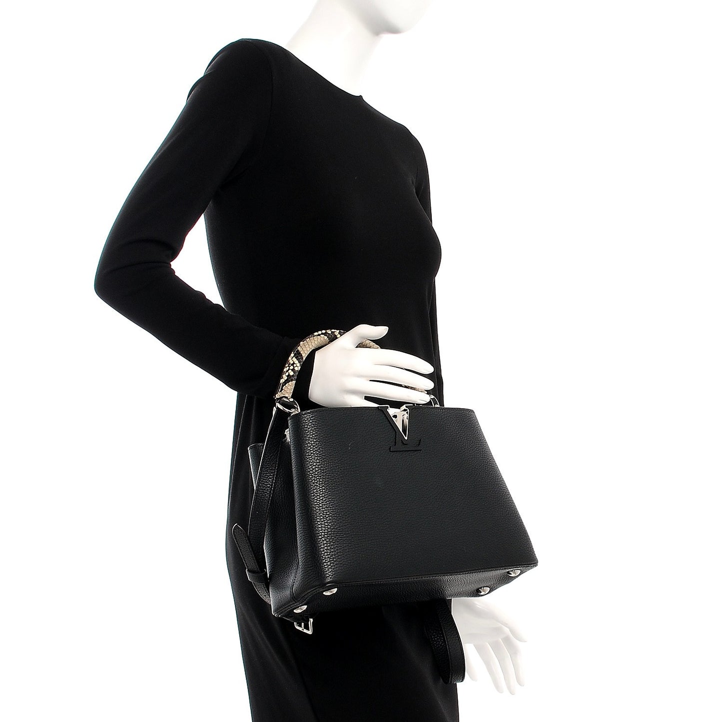 Taurillon Python Capucines PM Black
