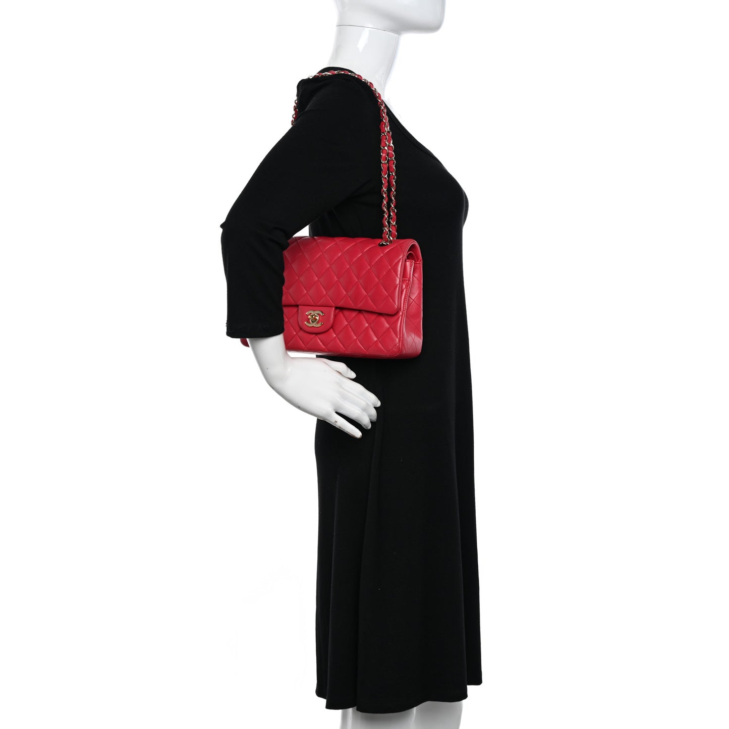 Lambskin Quilted Medium Double Flap Dark Pink