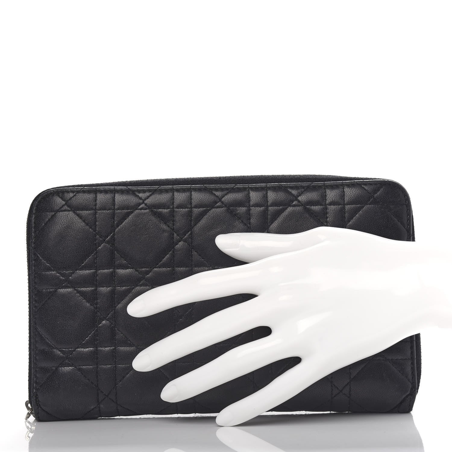 Christian Dior Lambskin Cannage Lady Dior Zip Organizer Wallet Black 2 of 6