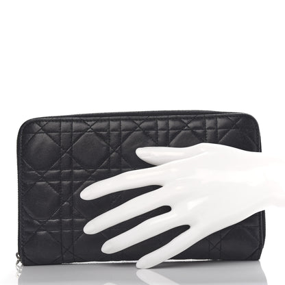 Christian Dior Lambskin Cannage Lady Dior Zip Organizer Wallet Black 2 of 6