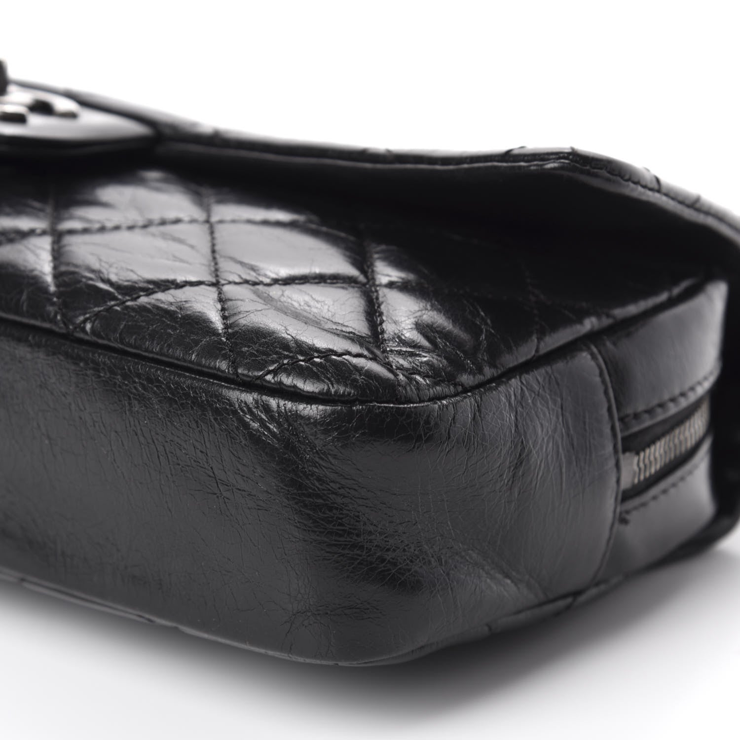 Chanel Glazed Calfskin Quilted Medium Duo Color Flap Black 7 of 10