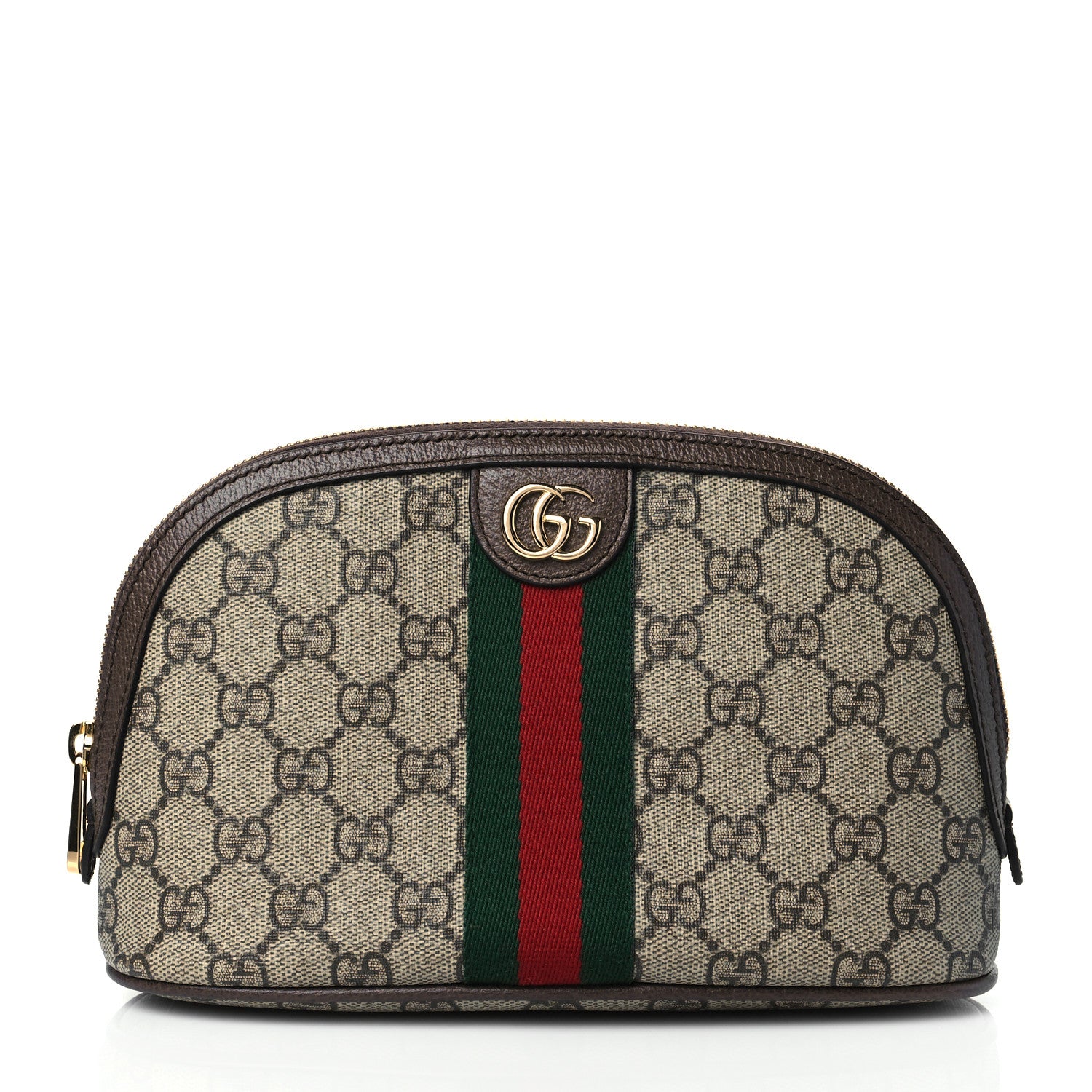 Gucci GG Supreme Monogram Textured Calfskin Web Large Ophidia Cosmetic Case Beige Ebony New Acero 1 of 10
