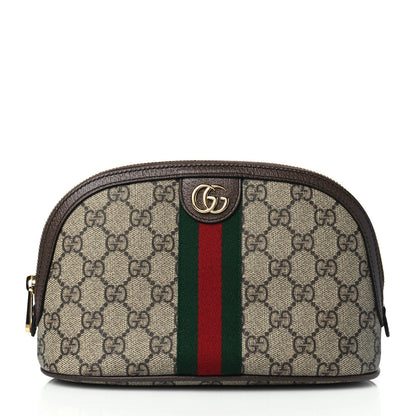 Gucci GG Supreme Monogram Textured Calfskin Web Large Ophidia Cosmetic Case Beige Ebony New Acero 1 of 10