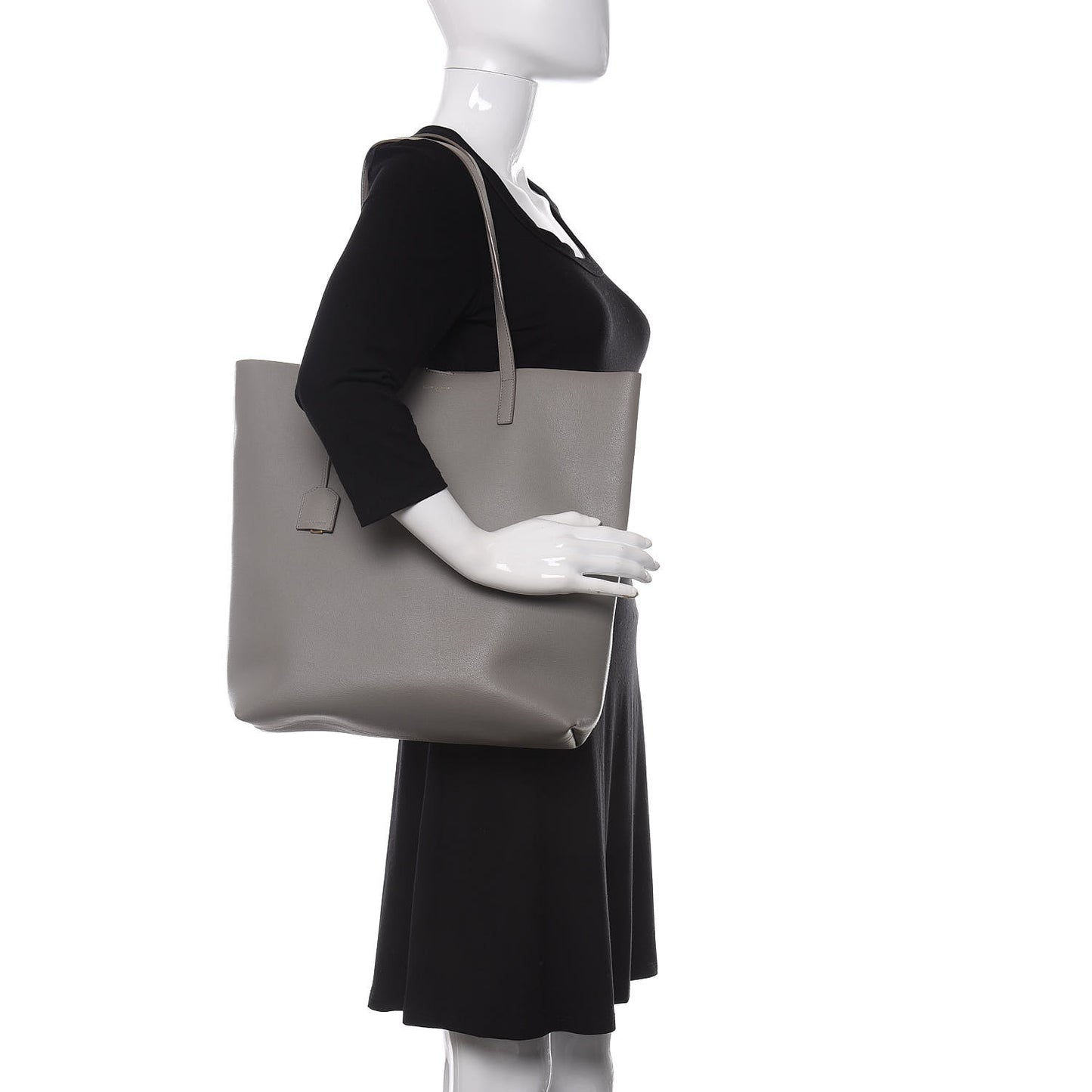 Calfskin Medium Shopping Tote Oyster Grey