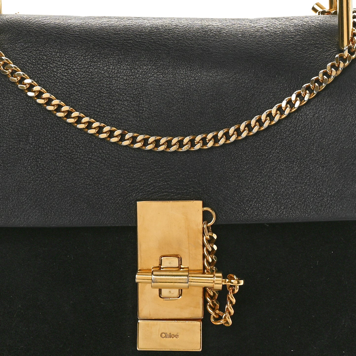 Suede Smooth Calfskin Drew Shoulder Bag Black