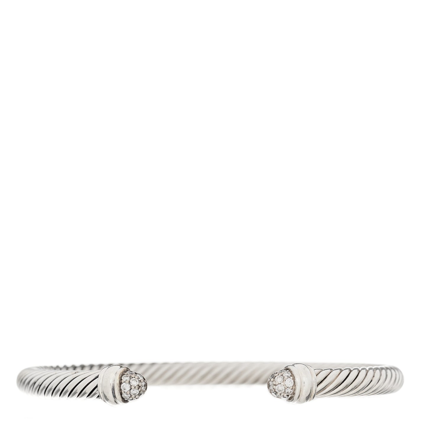 Sterling Silver Pave Diamond 5mm Cable Classics Bracelet