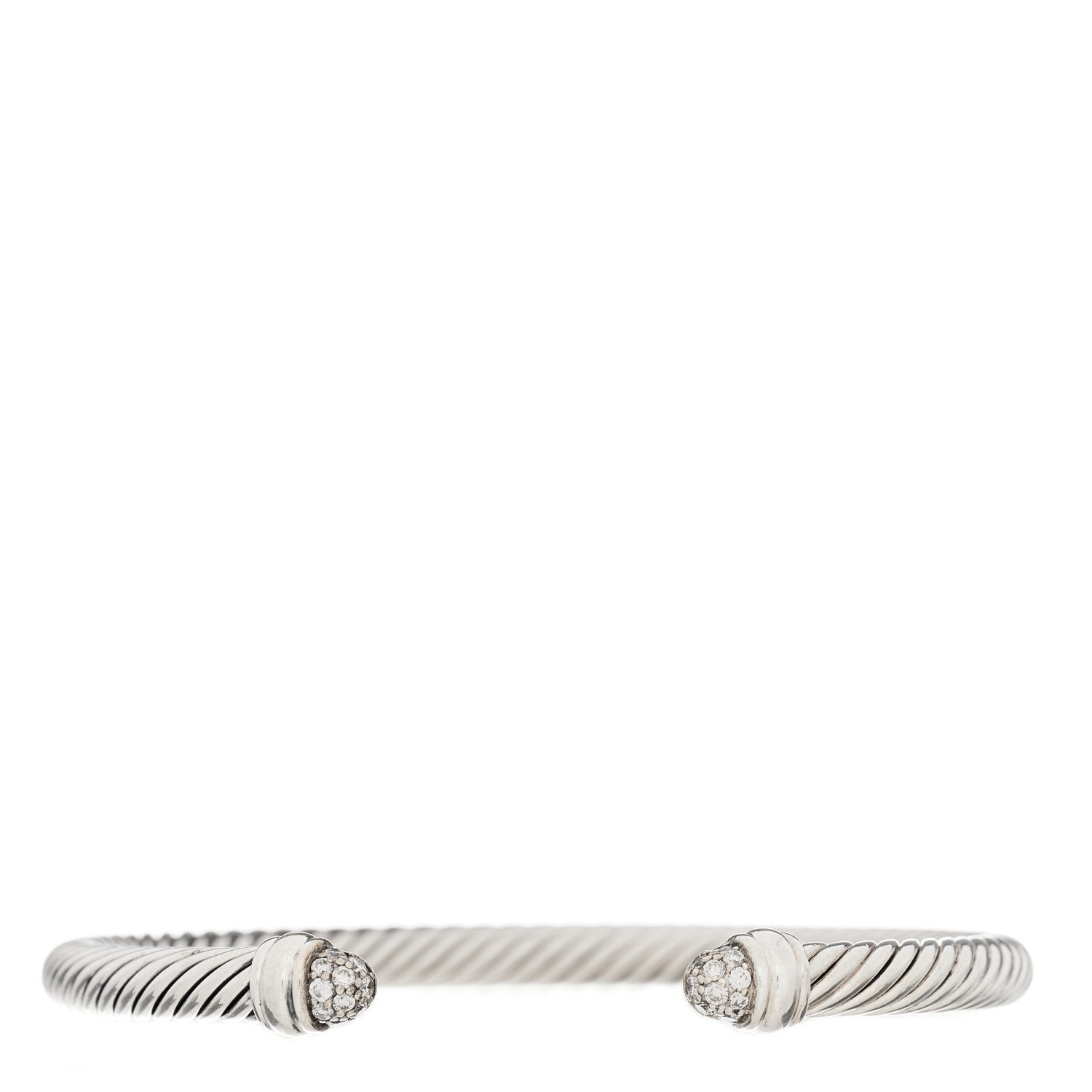 David Yurman Sterling Silver Pave Diamond 5mm Cable Classics Bracelet 1 of 3
