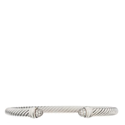 David Yurman Sterling Silver Pave Diamond 5mm Cable Classics Bracelet 1 of 3