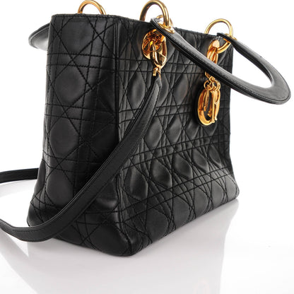 Christian Dior Lambskin Cannage Medium Lady Dior Black 9 of 9