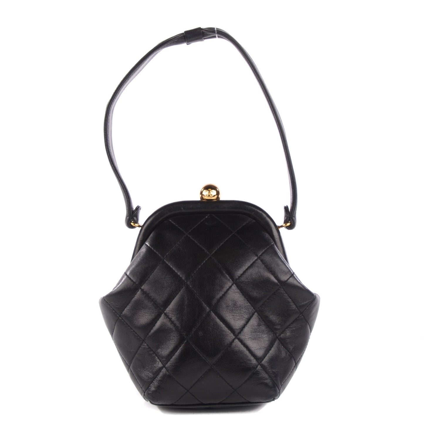 Lambskin Quilted Evening Bag Black