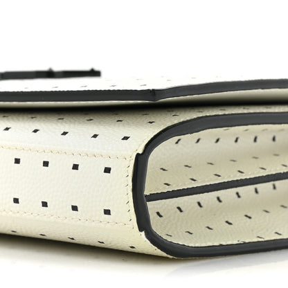 Saint Laurent Grain De Poudre Square Dot Print Monogram Chain Wallet White Matte Black 10 of 13