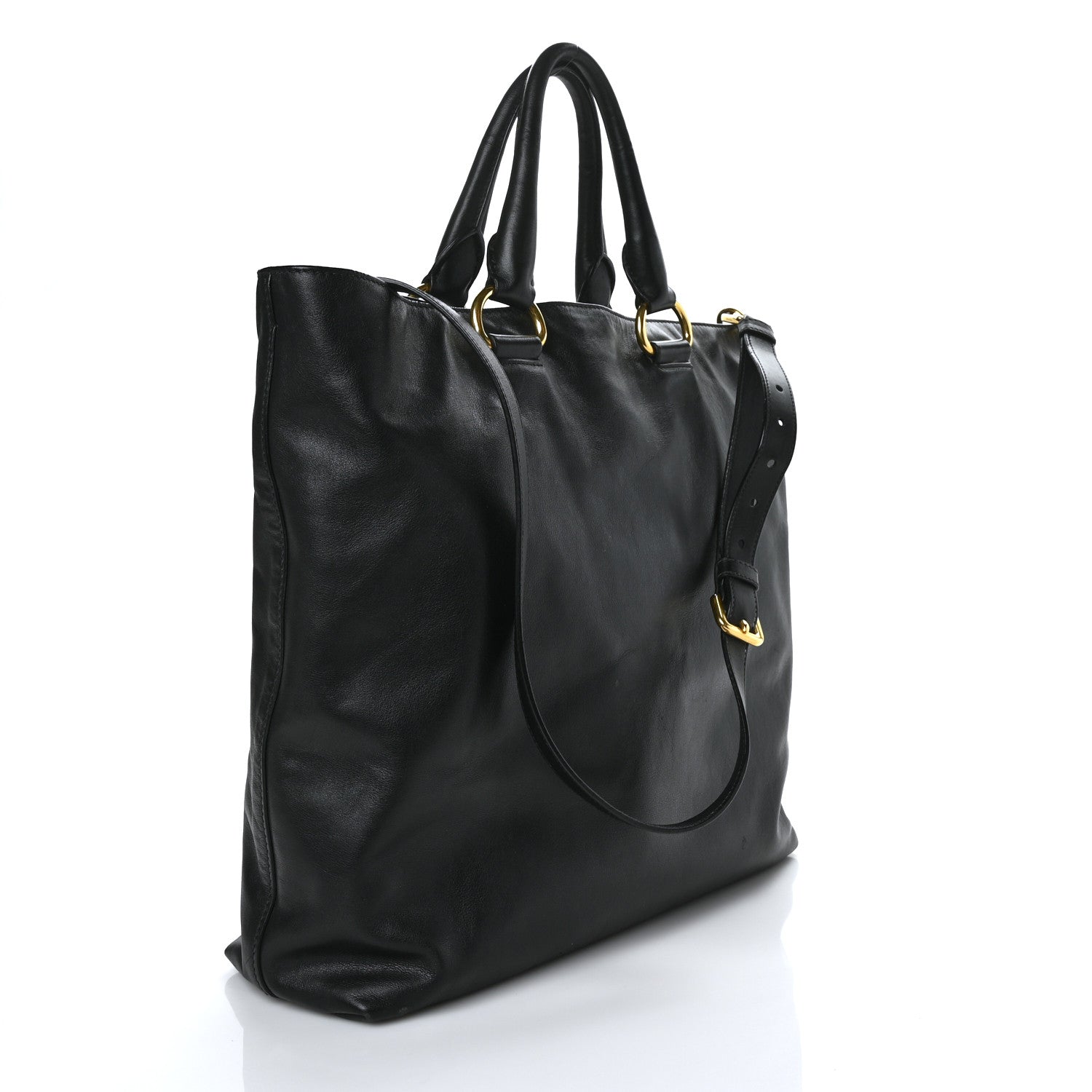 Prada Soft Calf Shopping Tote Black 2 of 9