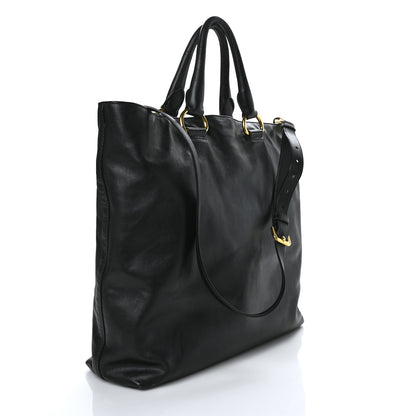 Prada Soft Calf Shopping Tote Black 2 of 9
