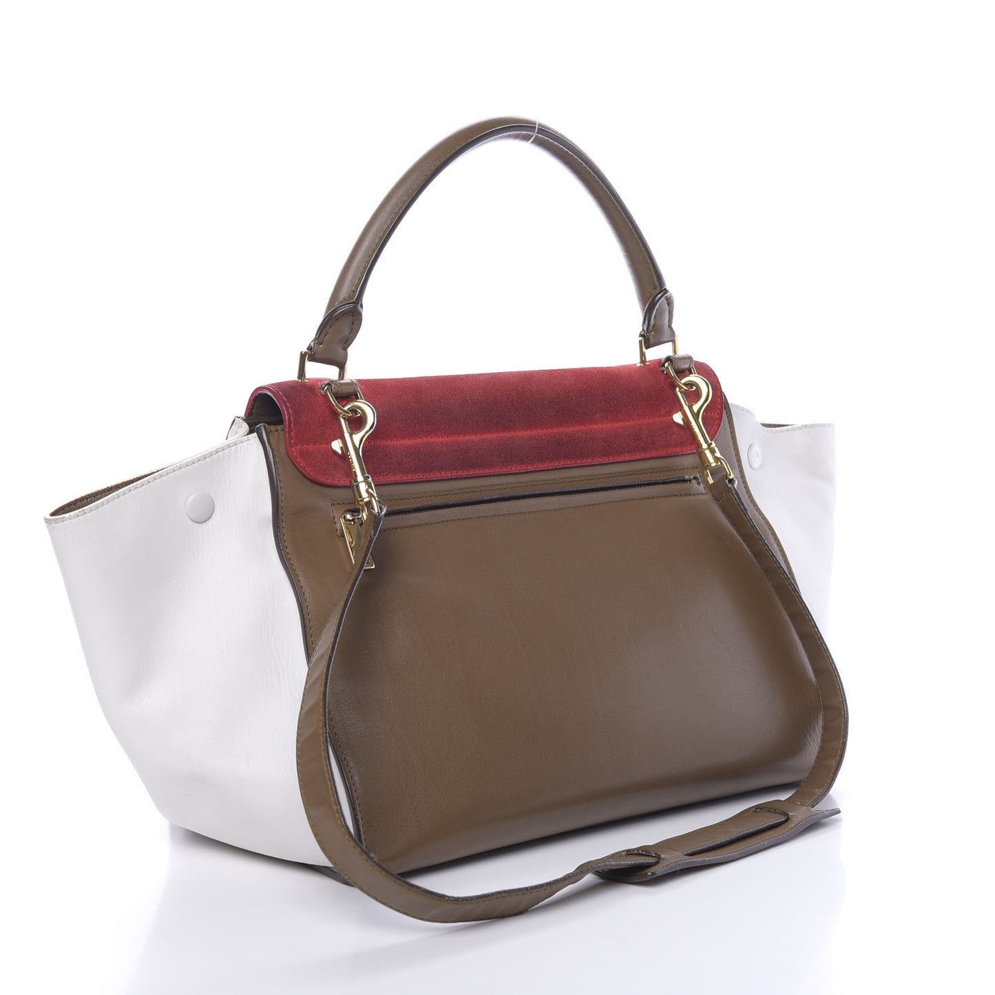 Smooth Calfskin Suede Medium Tri-Color Trapeze Vermillion