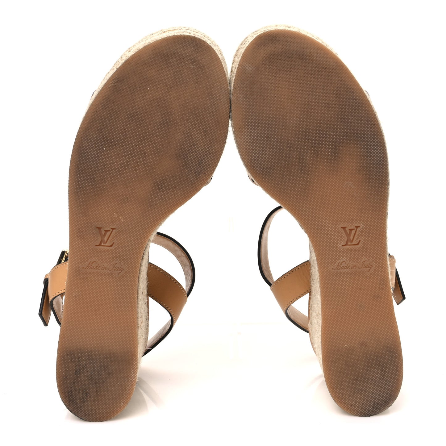 Calfskin Monogram Starboard Espadrille Wedge Sandals 40 Tan