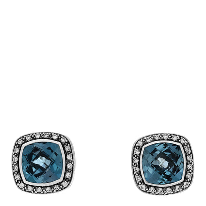 David Yurman Sterling Silver Diamond Blue Topaz 11mm Albion Earrings 1 of 4