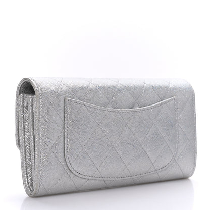 Chanel Glittered Metallic Caviar Quilted Large Flap Wallet Silver 3 of 8