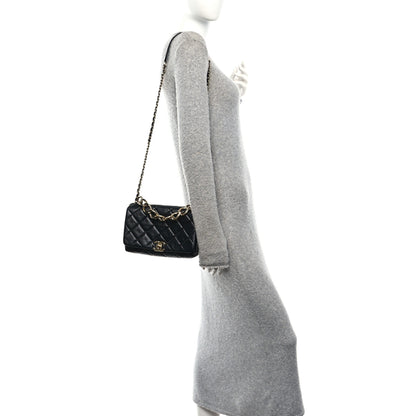 Chanel Lambskin Quilted Medium Color Match Flap Black 2 of 13
