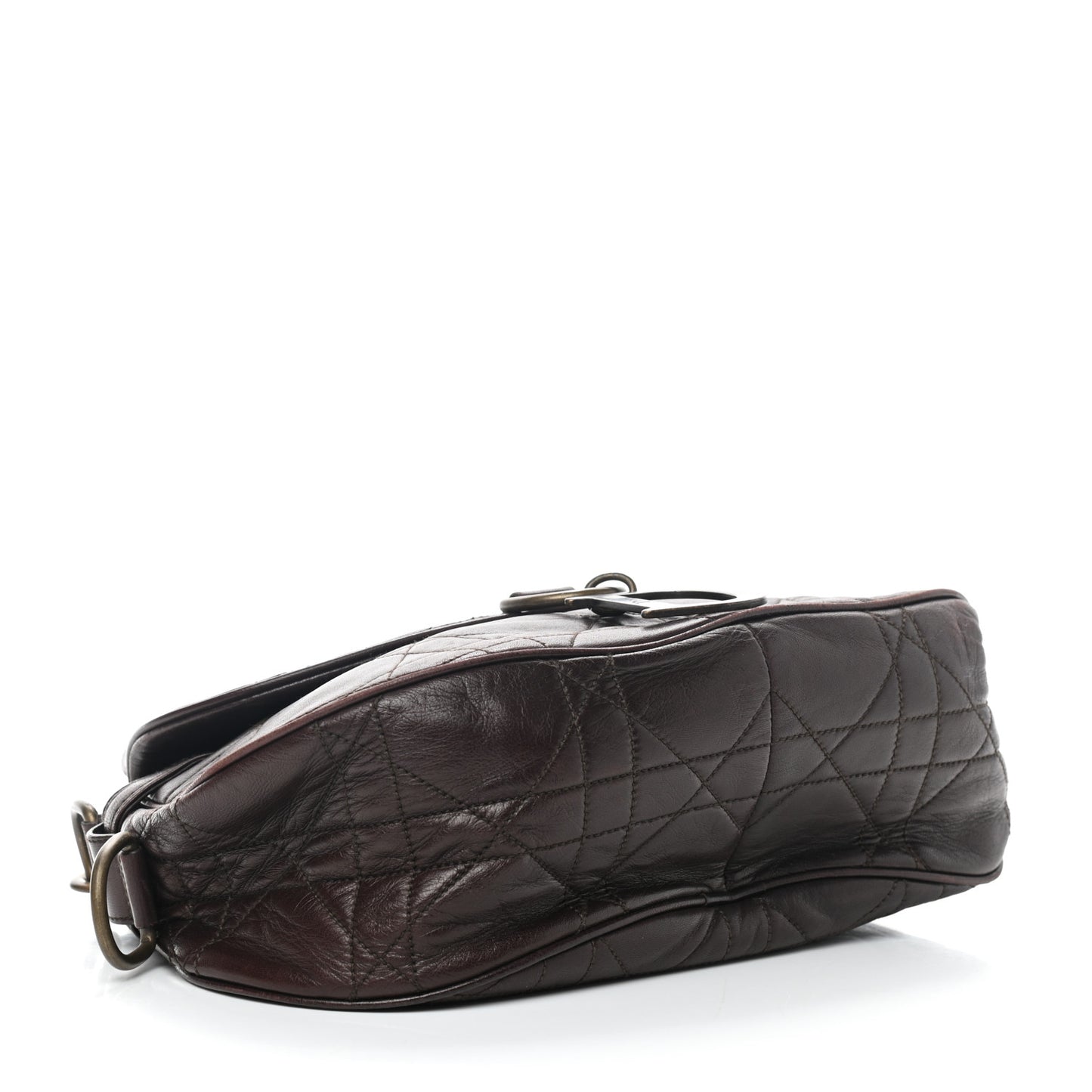 Lambskin Cannage Shoulder Bag Dark Brown