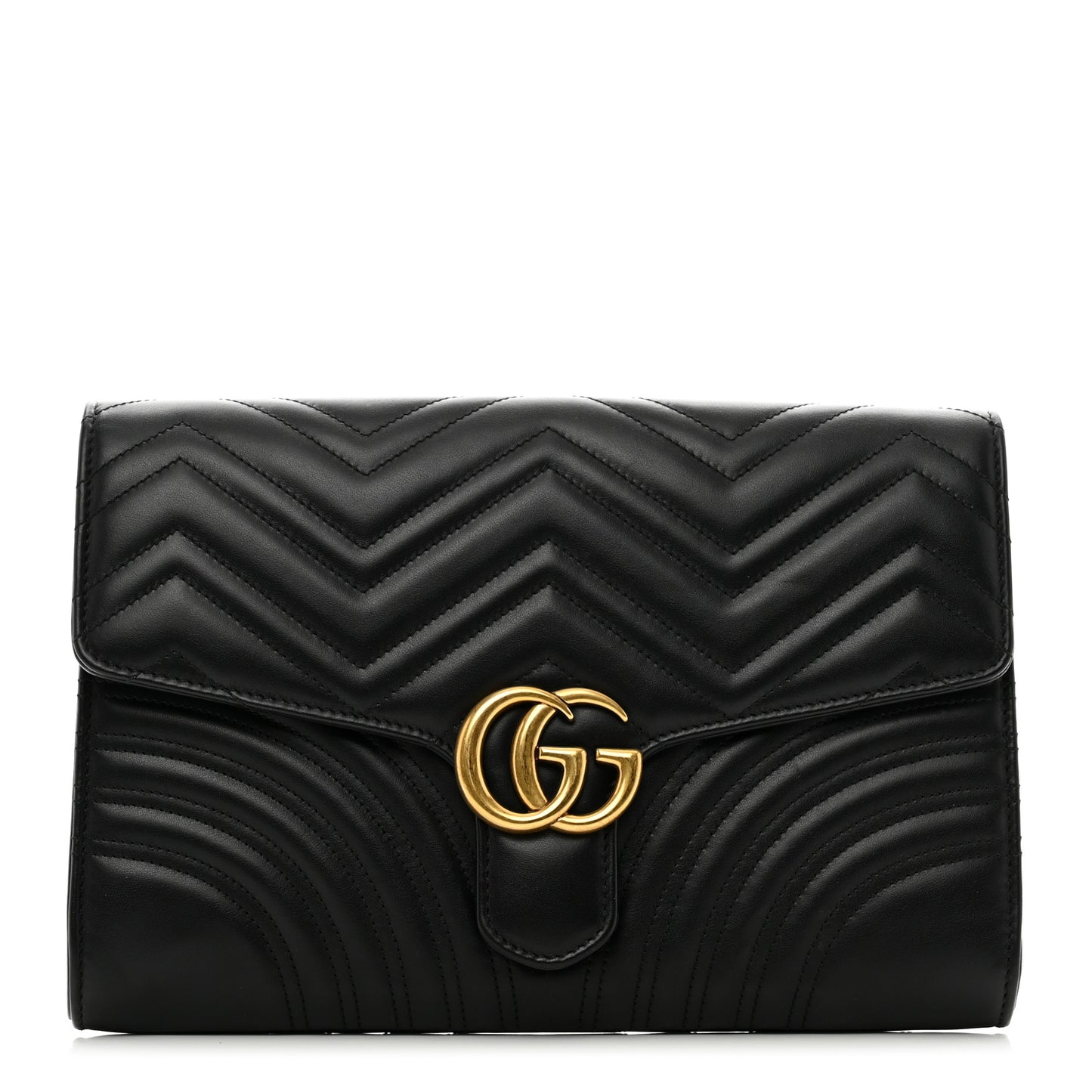 Calfskin Matelasse GG Marmont Clutch Black
