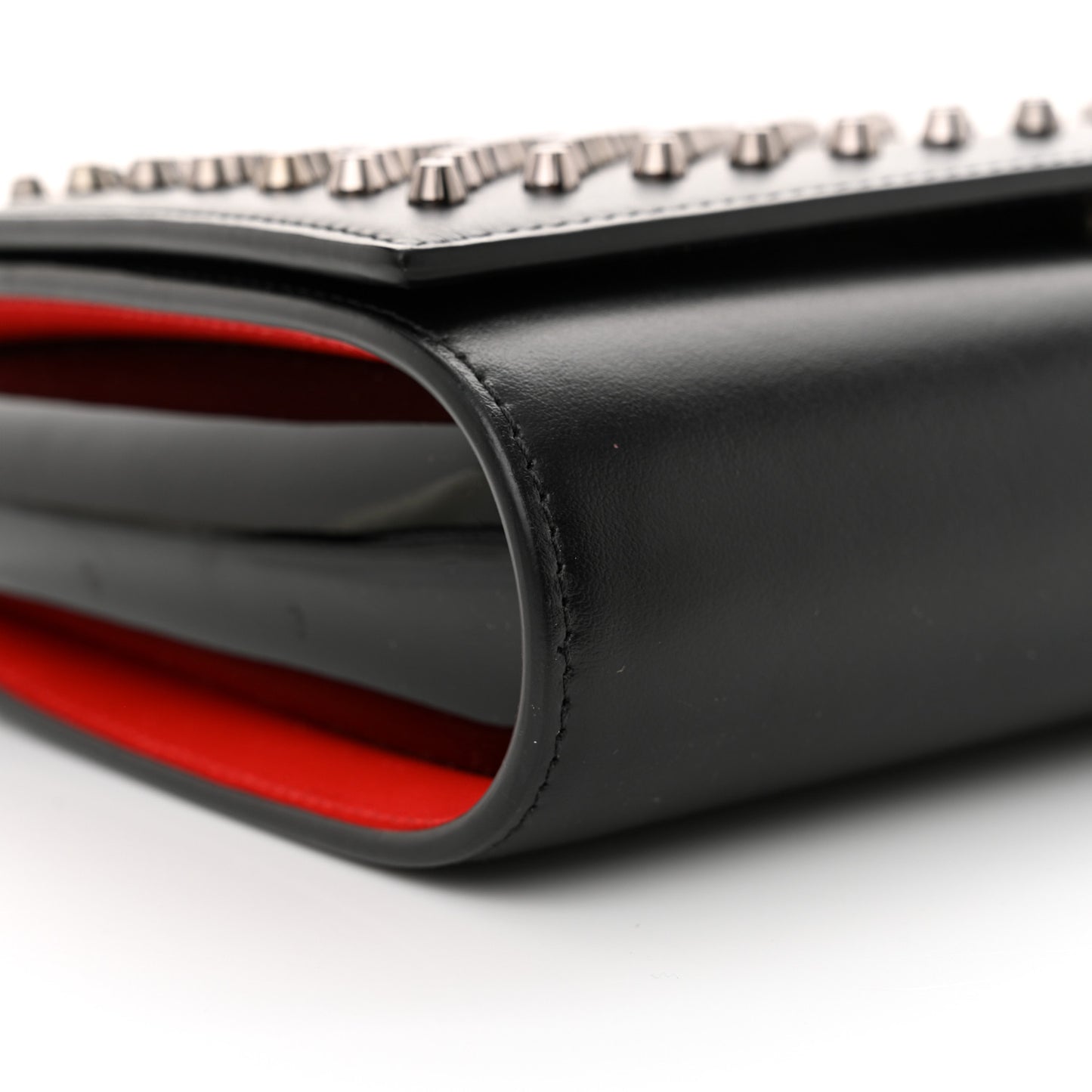 Calfskin Spikes Paloma Clutch Black Gunmetal