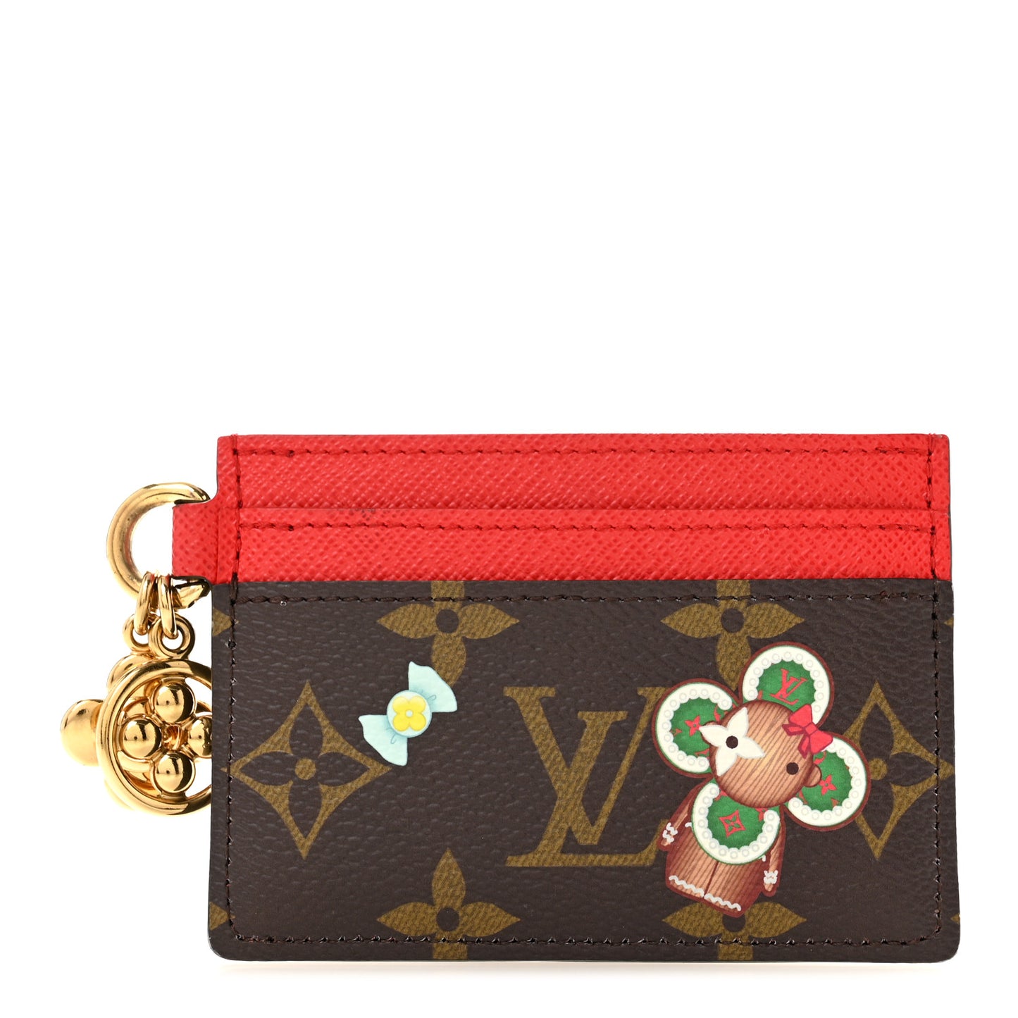 Monogram LV Charms 2024 Christmas Animation Candy Factory Card Holder Candy Red