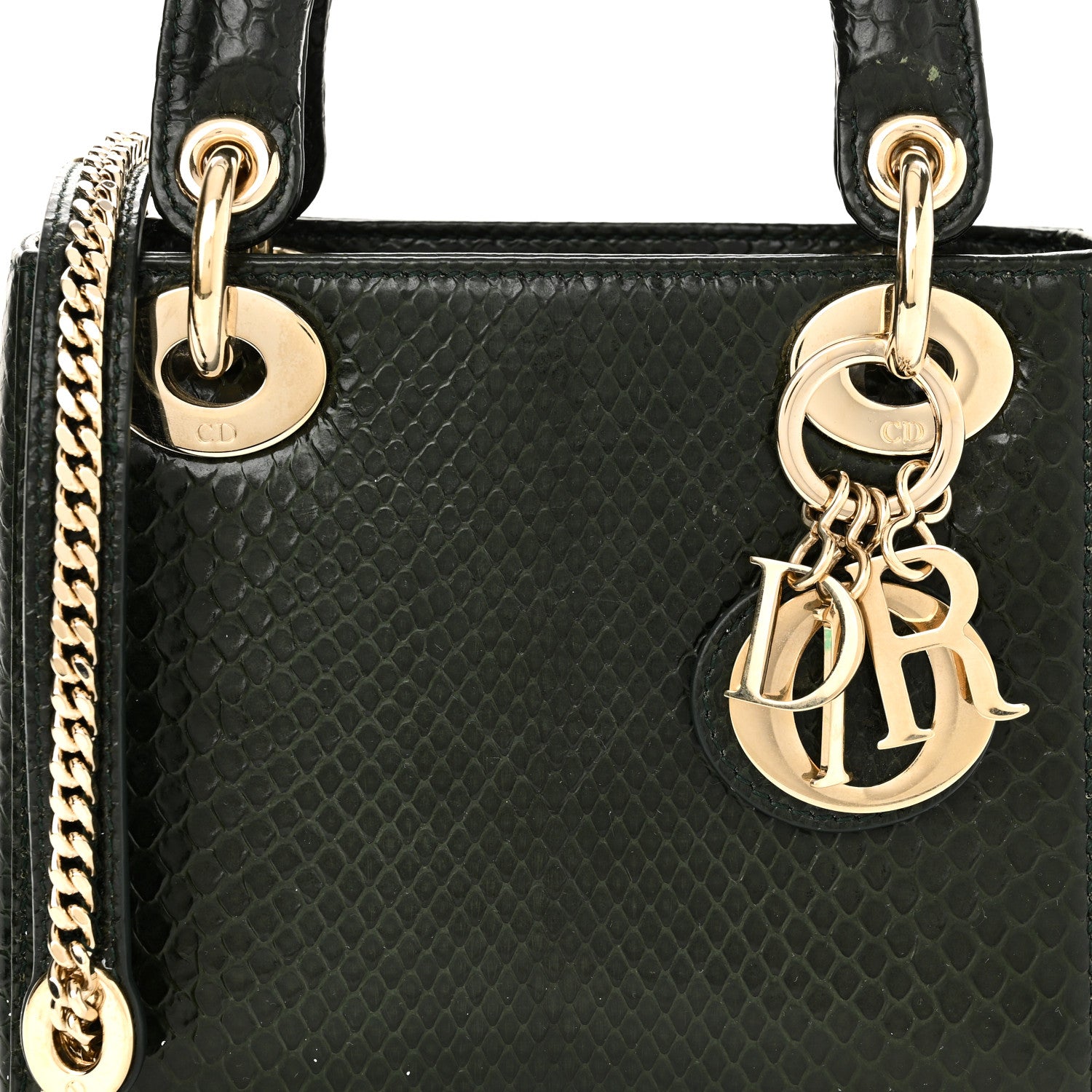 Christian Dior Shiny Snakeskin Mini Lady Dior Emerald Green 15 of 17