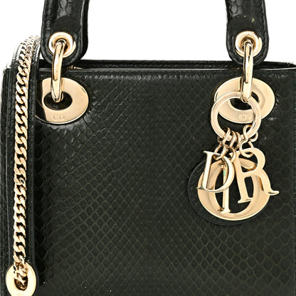 Christian Dior Shiny Snakeskin Mini Lady Dior Emerald Green 15 of 17
