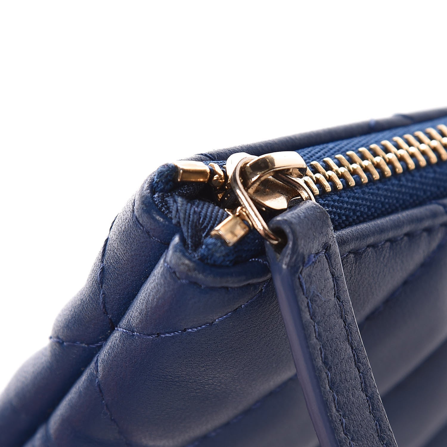 Chanel Lambskin Quilted Small Cosmetic Case Dark Blue 8 of 11