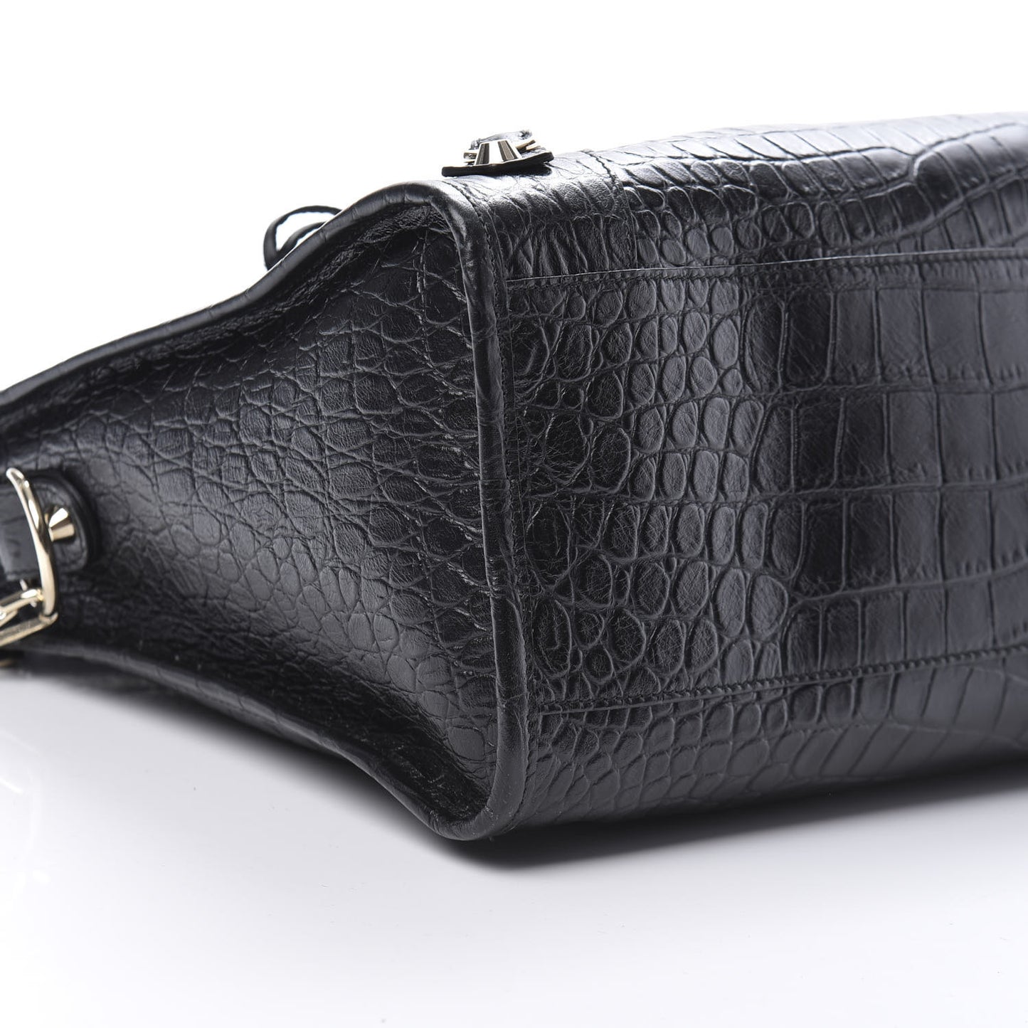 Calfskin Crocodile Embossed Classic Hardware City Black