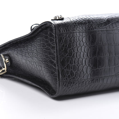 Balenciaga Calfskin Crocodile Embossed Classic Hardware City Black 10 of 11