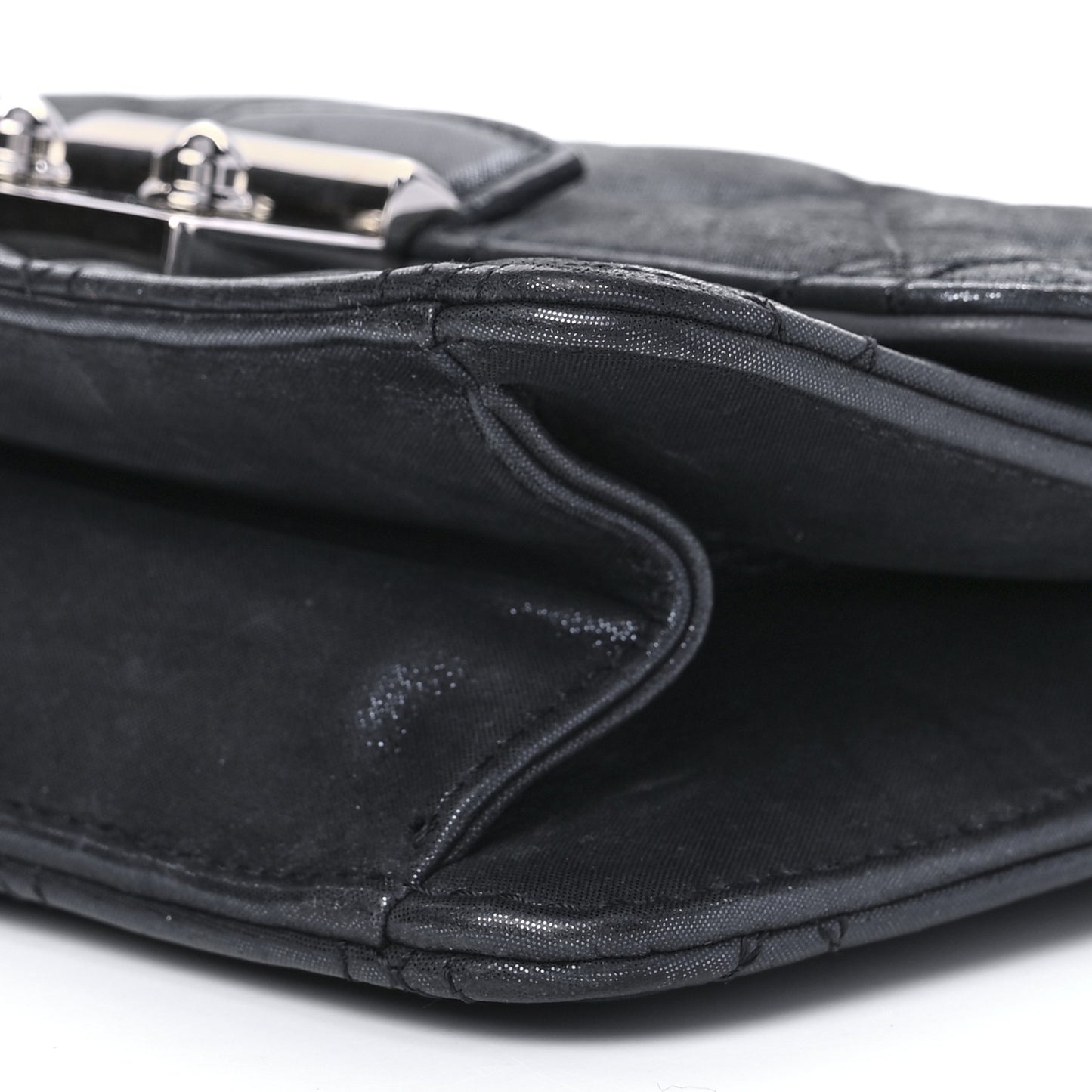 Metallic Calfskin Cannage Miss Dior Promenade Pouch Black