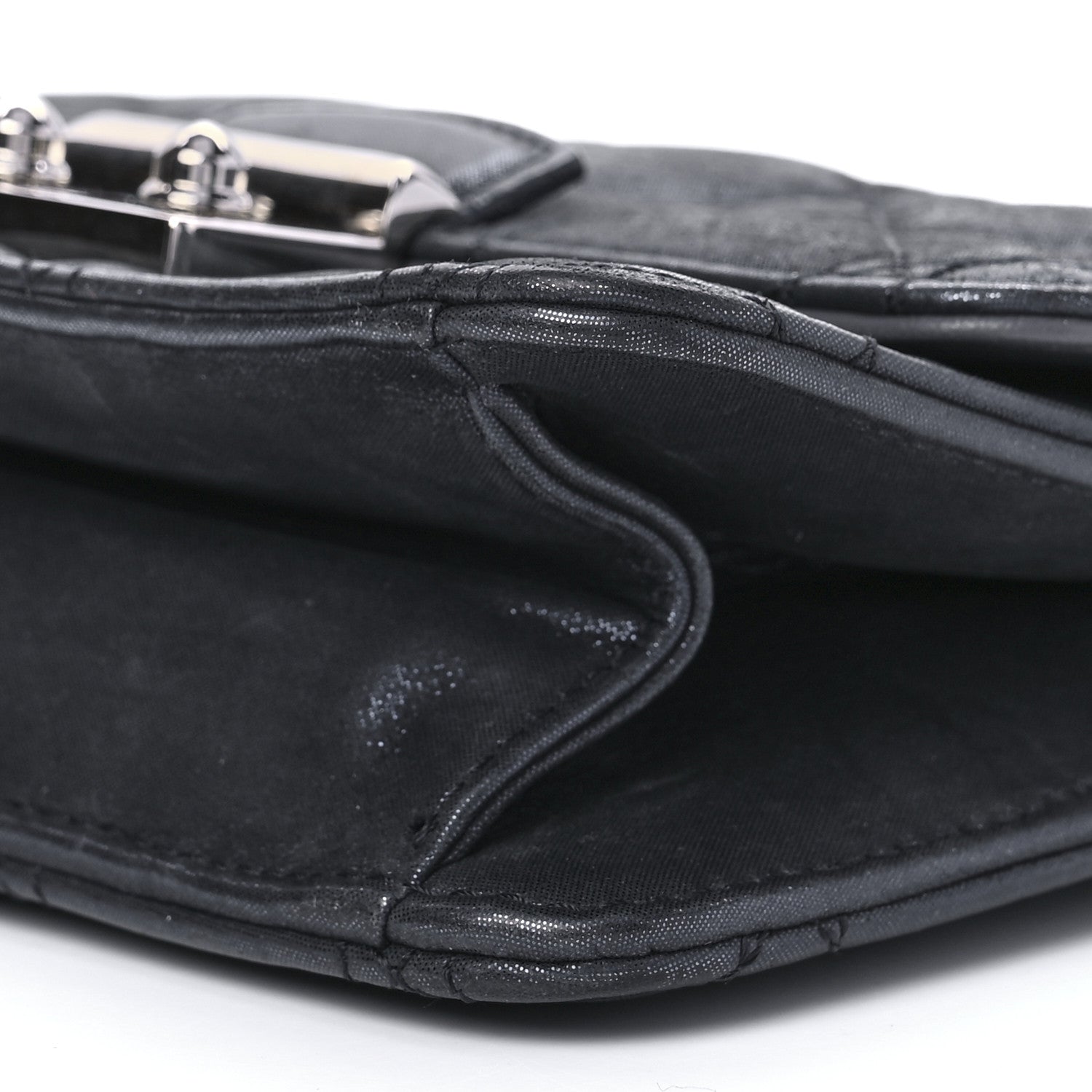 Christian Dior Metallic Calfskin Cannage Miss Dior Promenade Pouch Black 8 of 8